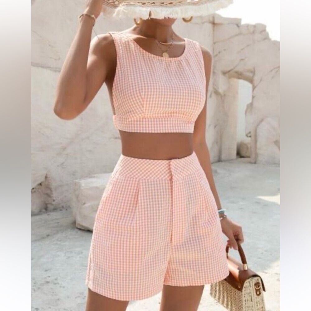 SHEIN Peach Gingham Top